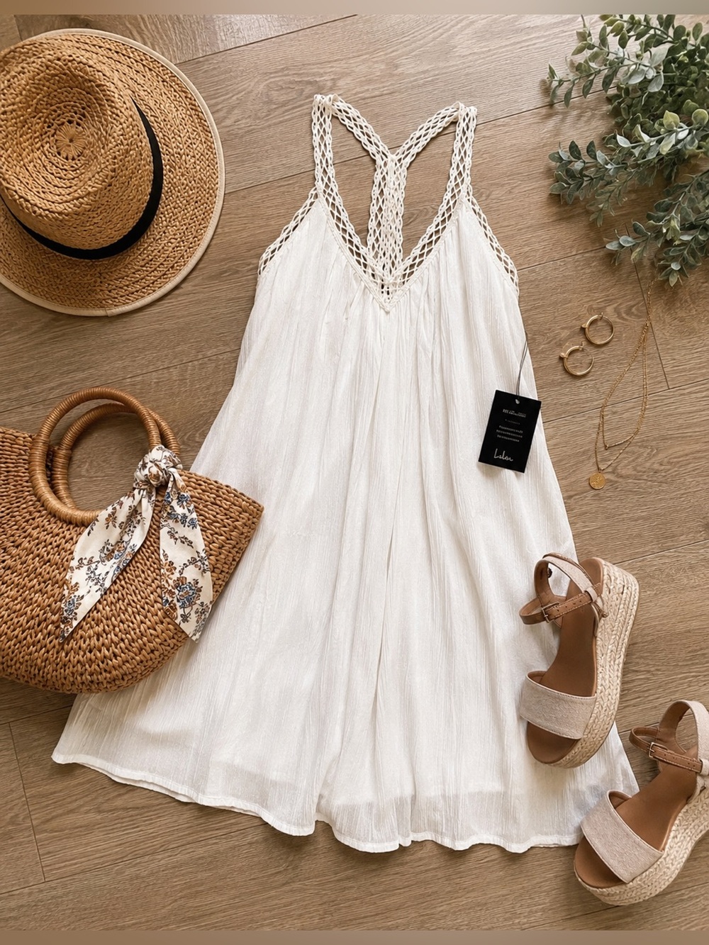 LULUS Ivory Gauze Mini Dress Size Medium New!